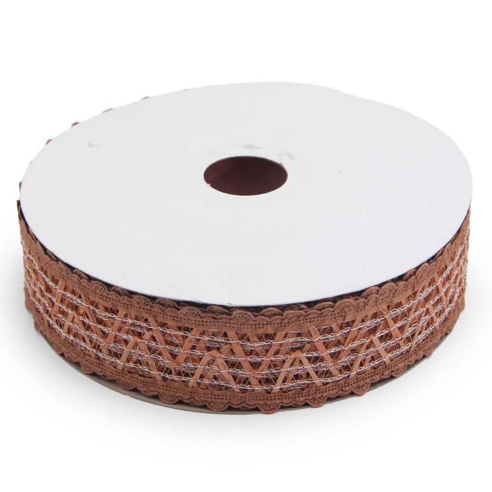 Тесьма отделочная ажурная 38 мм, 25 м, (10 коричневый)