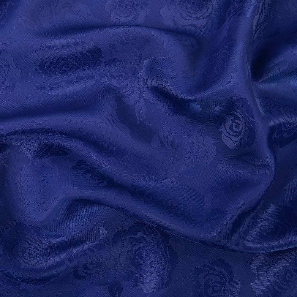 Ткань подкладочная (таффета) с рисунком 96 г/м², 100х145 см, 129 васильковый (розы), Gamma JTR