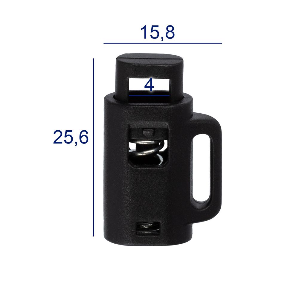 Фиксатор (зажим) для шнура пластик 1 отв., ⌀4.0 мм, 24 шт, №01 черный, Micron A 8840