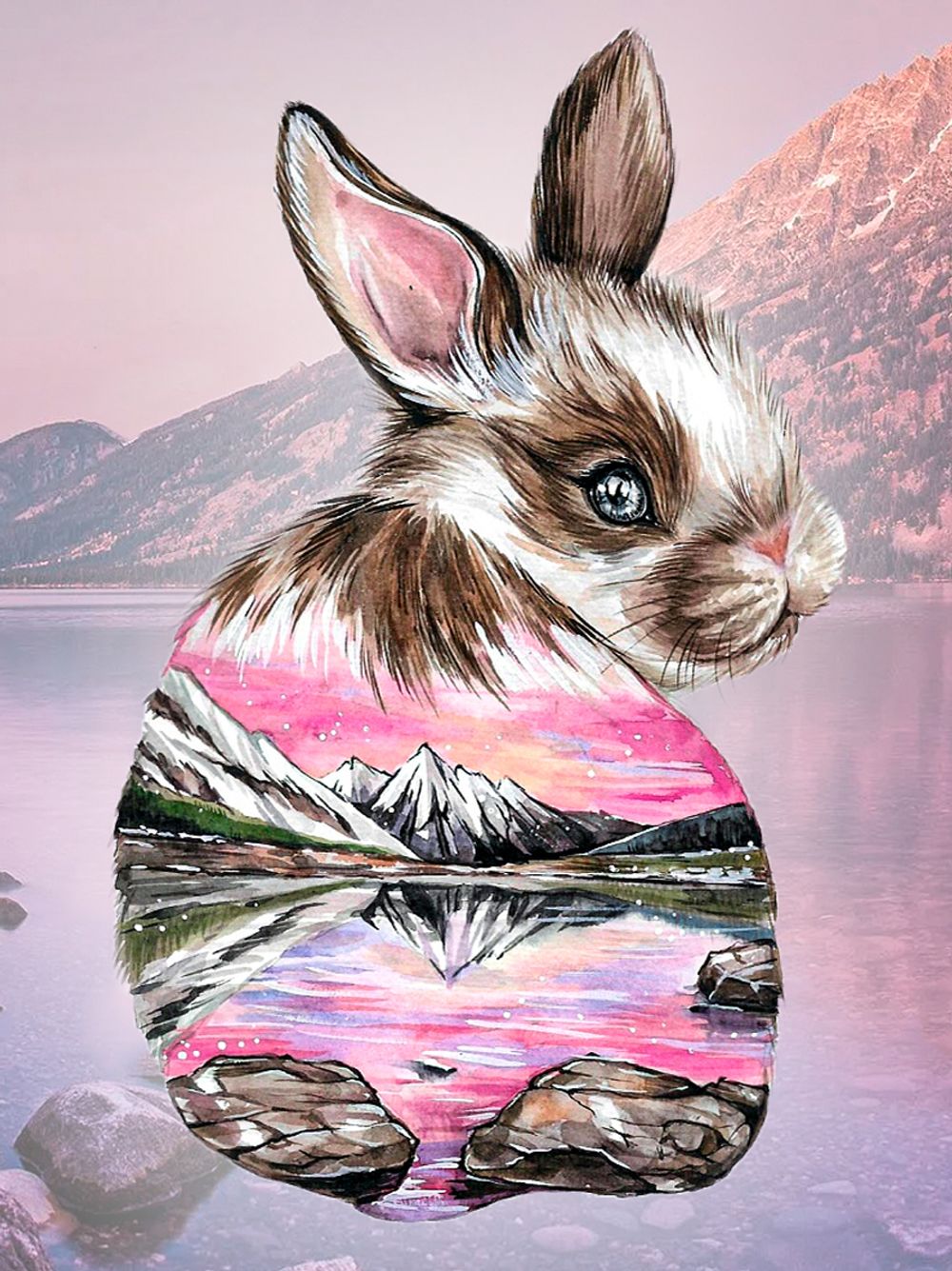 Алмазная (кристальная) мозаика Фрея, Долина зайцев, 30х40 см