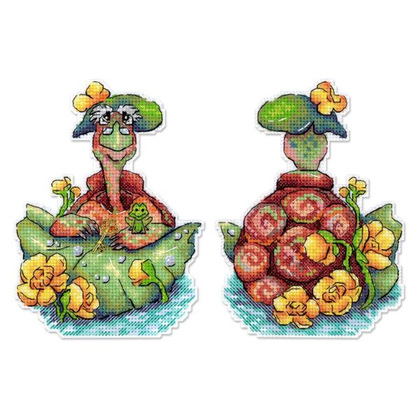 Набор для вышивания нитками МП Студия, на пластиковой канве Черепаха Тортилла 14х11см