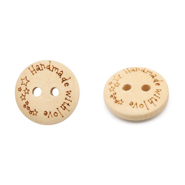 Пуговицы на 2 прокола Handmade 24L (15мм), дерево (Milk (молочный)), W21, 36 шт