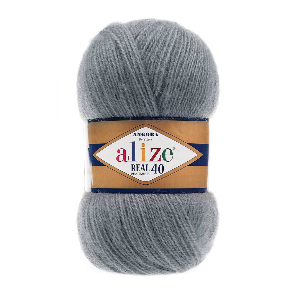 Пряжа Alize (Ализе) Angora Real 40 / уп.5 мот. по 100 г, 430м, 087 средне-серый A