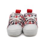 Кеды для кукол из ткани в клетку, размер по подошве 7,8смхвыс.4см, пара, цв.сине-красный