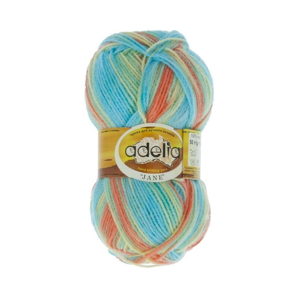 Пряжа Adelia Jane / уп.10 мот. по 50г, 227м, 12 желтый-оранжевый-св.зеленый-голубой