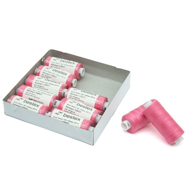 Нитки швейные бытовые Bestex 40/2, 365 м (400 ярд) / 10 кат., 294 розовый