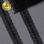 Кружево отделочное в стиле "трикотаж" 30 мм, T-016 цв.черный, уп.9м