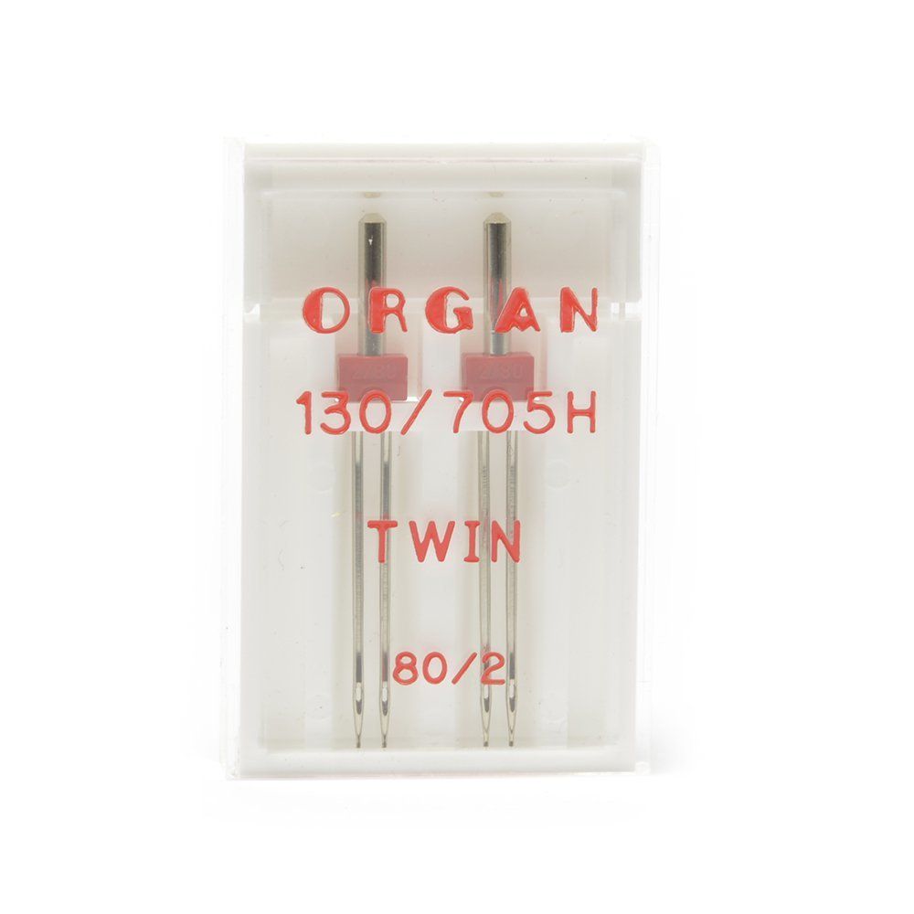 Иглы Organ, двойные №80/2 для бытовых швейных машин, уп. 2 игла