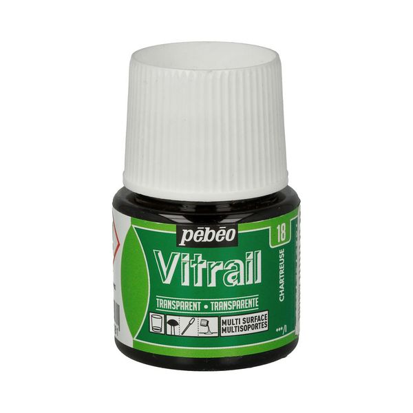 Краска для стекла и металла лаковая прозрачная Vitrail 45 мл, 050-018 шартрез, Pebeo