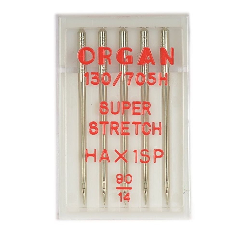 Иглы для швейных машин супер стрейч 130/705 H, №90, 5 игл, ORGAN