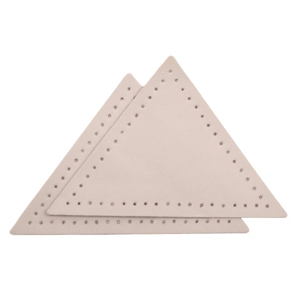 Заплатки пришивные из кожи, треугольник равнобедр., стор. 8см, с перфорацией, 2 шт, 100% кожа, 06 бежевый, 9903