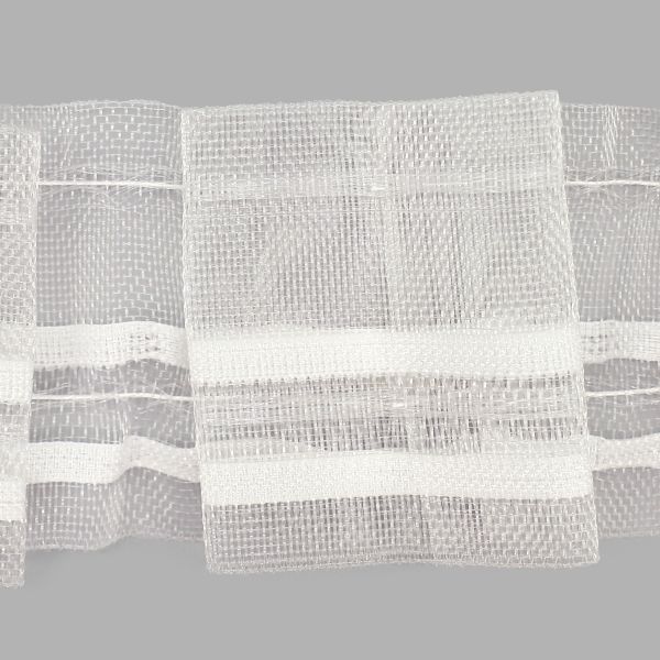 Лента (тесьма) шторная: сборка бантовая (1:2) 60 мм / 50 метров, (2 ряда петель, 2 шнура), прозрачный, C93M