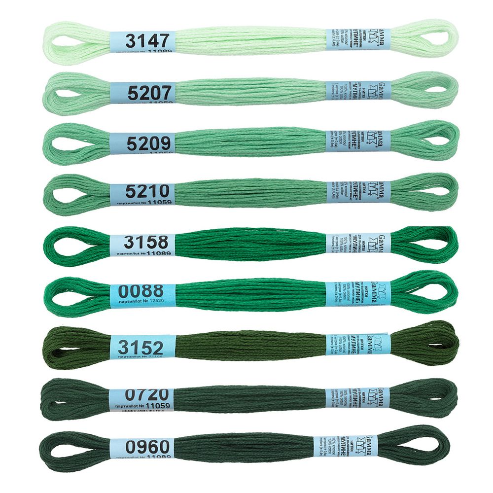 Набор мулине Gamma, 10, 9х8 м, Зеленый