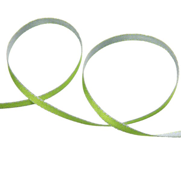 Лента атласная 2-сторонняя 6.0 мм / 22.8±1 метра, 150 салатовый/серебро, Gamma ALD-06