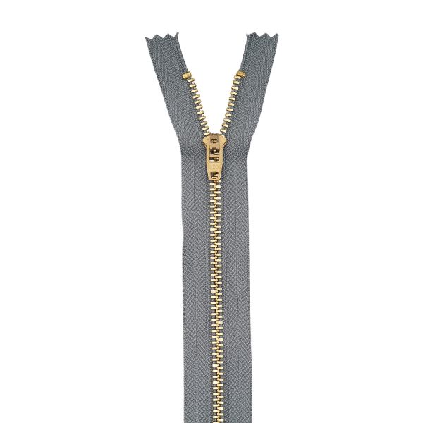 Молния металл джинсовая Т5 (5 мм) 1 зам., н/раз., 18 см, св.серый, 39127/18-3, 10 шт