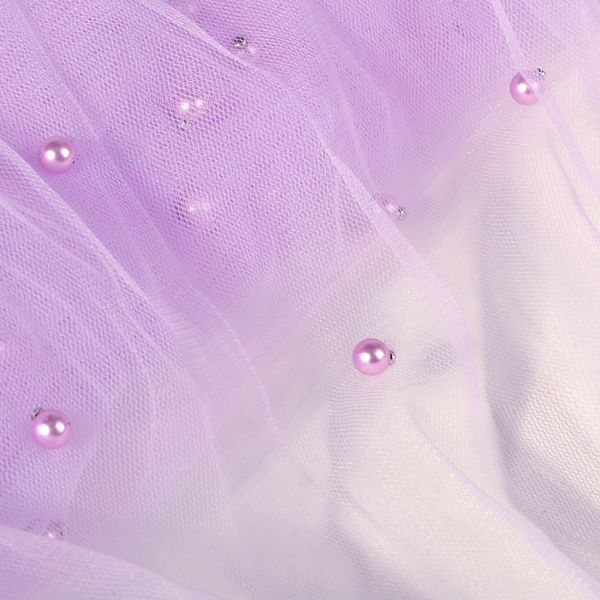 Фатин с бусинами 150 см / 15 метров, С223-28, цв.сиреневый
