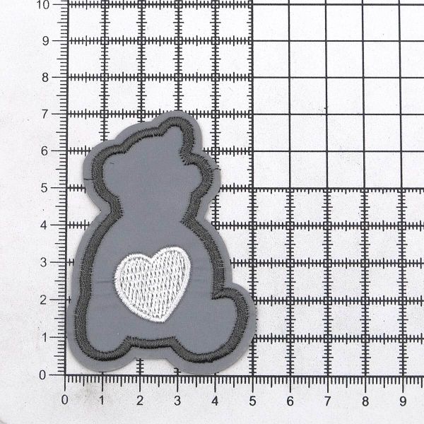 Термоаппликация светоотражающая Мишка с сердцем, 70х50 мм, LA424, 3 шт