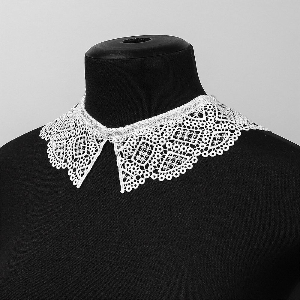 Накладной кружевной воротник 30х35 см, матовая нить Kruzhevo TBY.13/192, цв.белый уп.1шт