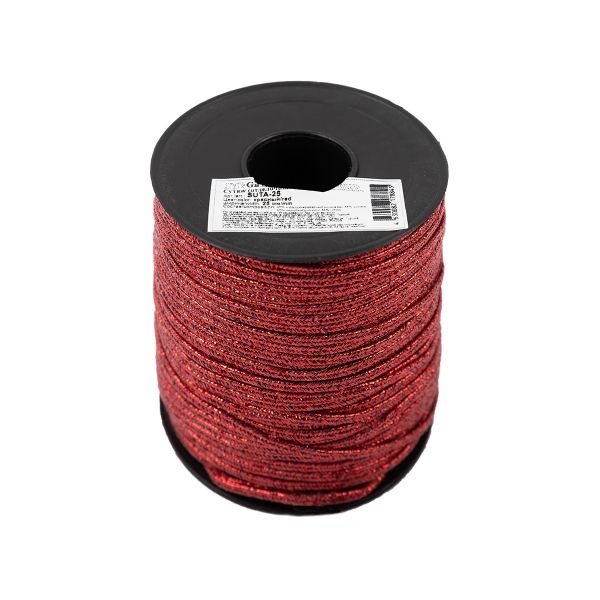 Шнур сутажный под металл ⌀2.5 мм / 100 метров, красный, Gamma SUTA-25 цв