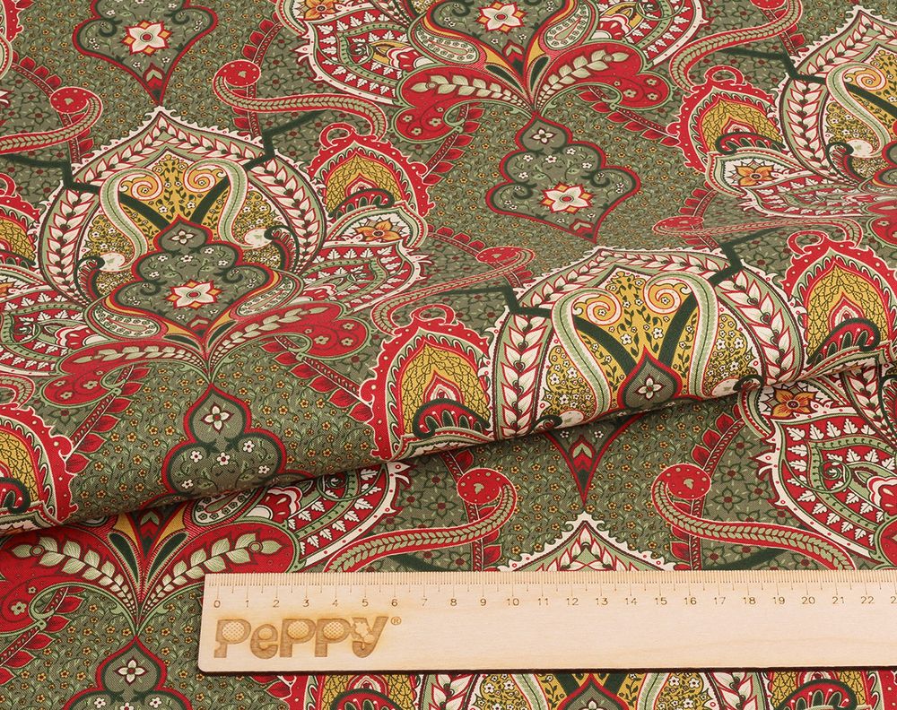 Ткань для пэчворка Peppy Тайны Марокко, отрез 50х55 см, 146 г/м², ТМ-07 зеленый, Peppy