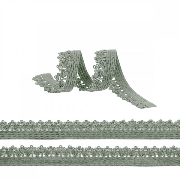 Резинка бельевая (ажурная) 12.0 мм / 1000 метров, RB01 серо-зеленый F324