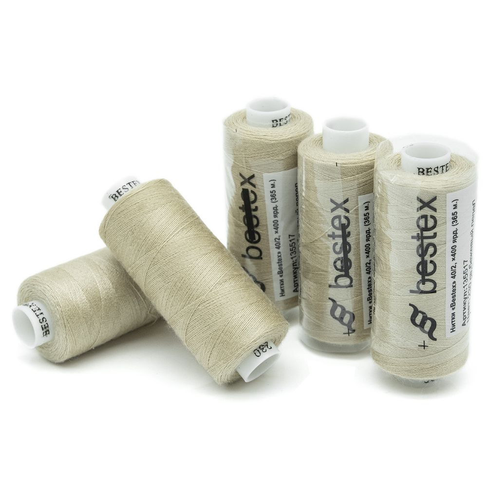 Нитки швейные бытовые Bestex 40/2, 365 м (400 ярд) / 10 кат., 230 бежево-розовый