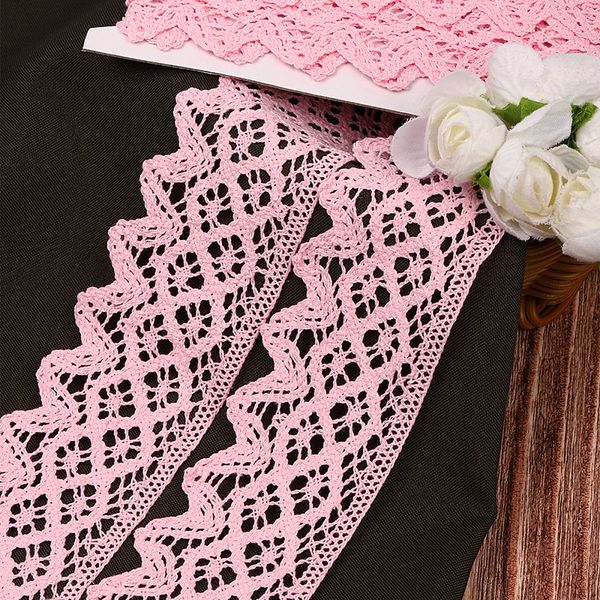 Кружево вязаное (тесьма) 50 мм / 3 метра, хлопок, TBY.1003, F133 светло-розовый