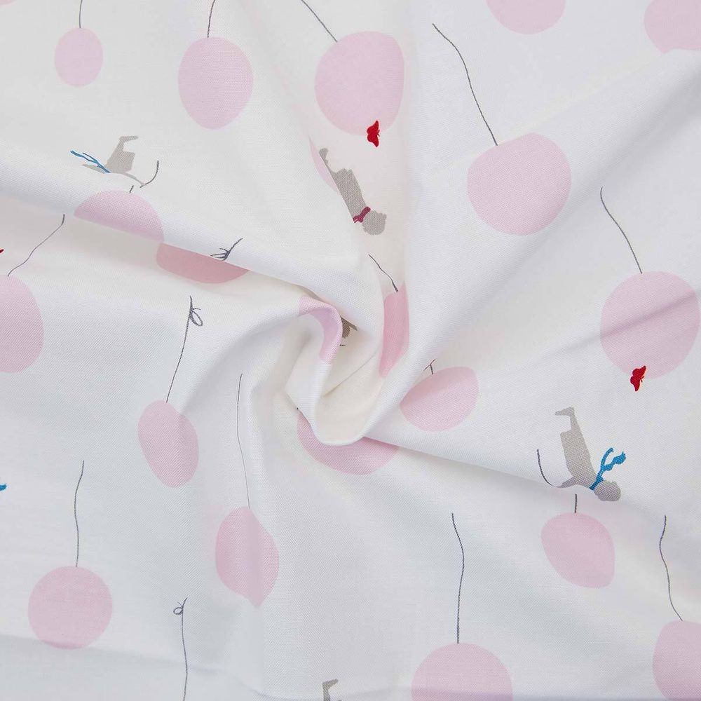 Ткань коллекция Little Friends, 48х50см, 100% хлопок Gutermann (320 белый/розовые шарики), 647701