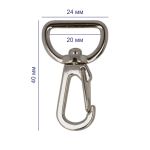 Карабин металл 20.0 мм (40х24 мм), 10 шт, 04 никель, Gamma GH 103/20/10