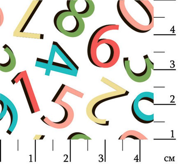 Ткань для пэчворка Peppy Грамотейка, рулон 112 см / 5 метров, ГР-06 цифры белый, Peppy