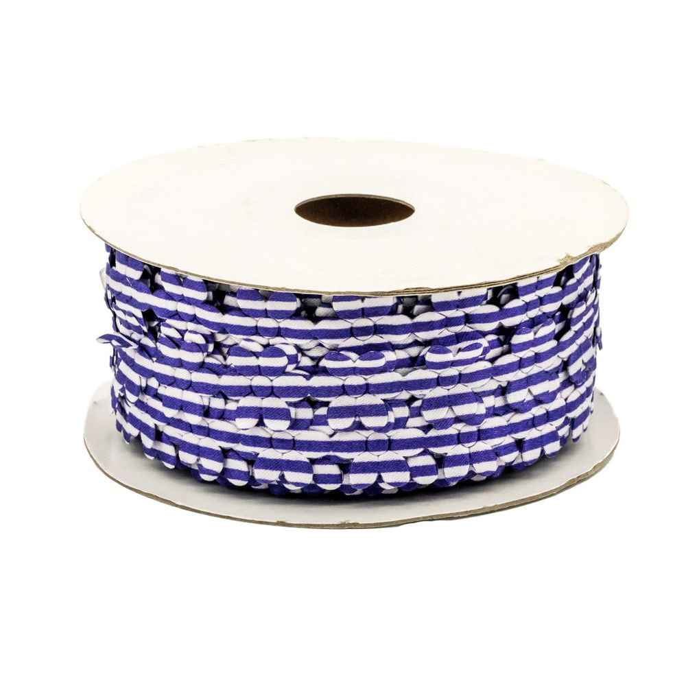 Лента фигурная Цветочки, 18.0 мм / 25 м (04 фиолетовый/белый), YH114