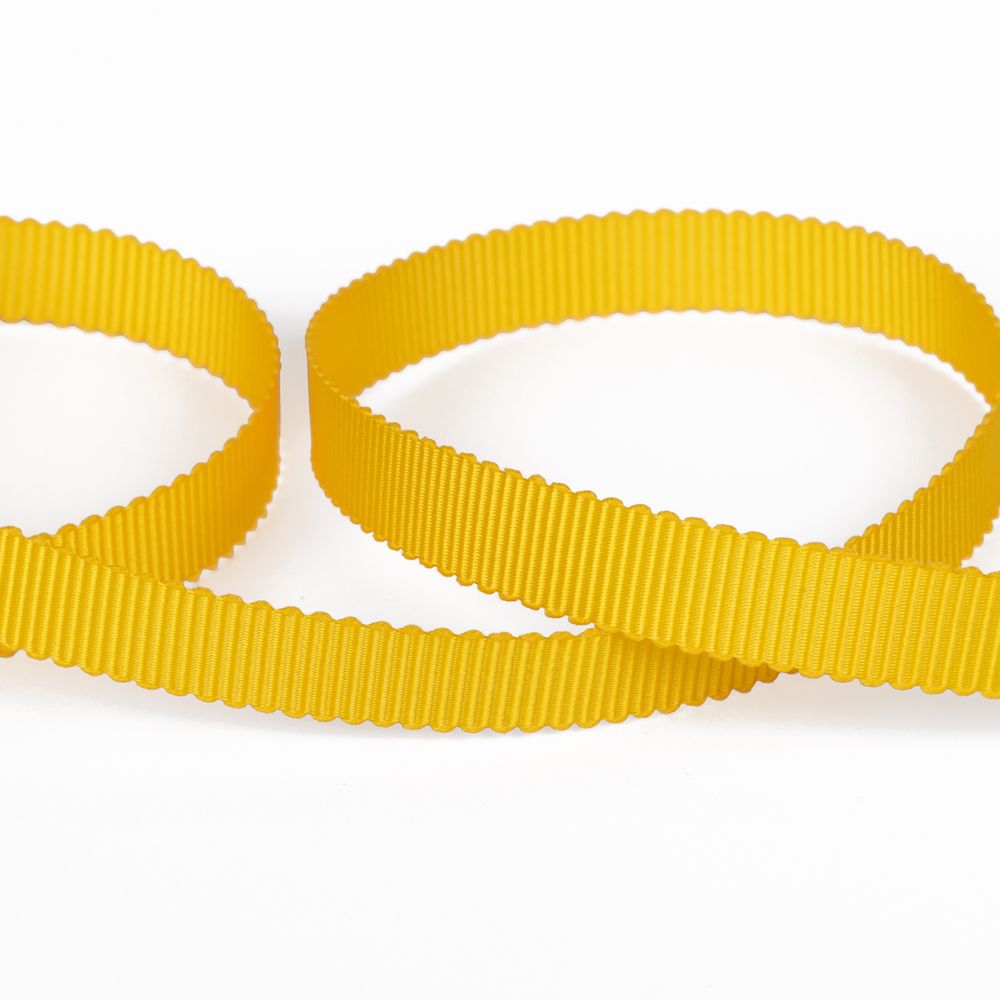 Лента репсовая (в рубчик) с зубчатым краем 10.0 мм / 25±1 метров, 650 желтый, Gamma PTGR-10