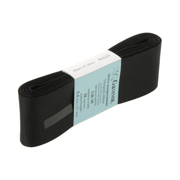 Лента репсовая нарезка 38.0 мм / 5 шт по 5.4 метра, 123 черный, Gamma GR-38