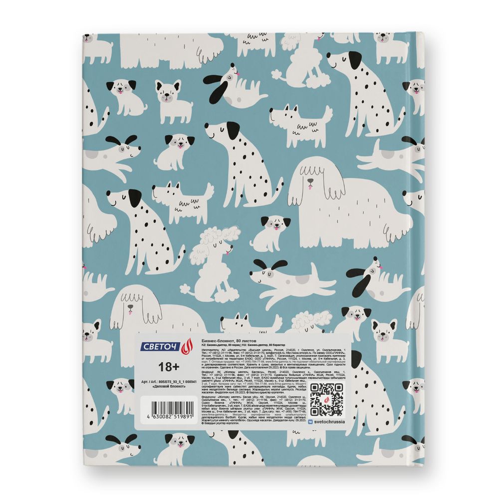 Бизнес-блокнот, матовая ламинация + выбор.лак, A5+ 80 л. 22 шт, клетка, Деловой блокнот 000941, Светоч 80ББТ5_93_5_1