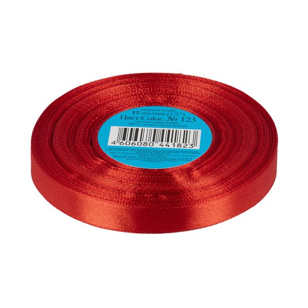 Лента атласная 1-сторонняя 12.0 мм / 33±2 метра, 123 коричнево-бордовый, Gamma