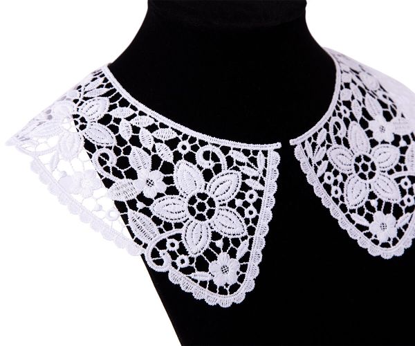 Пришивной кружевной воротник гипюр 10 см, 5 пар Турция, белый, Gamma VGM-27-01M