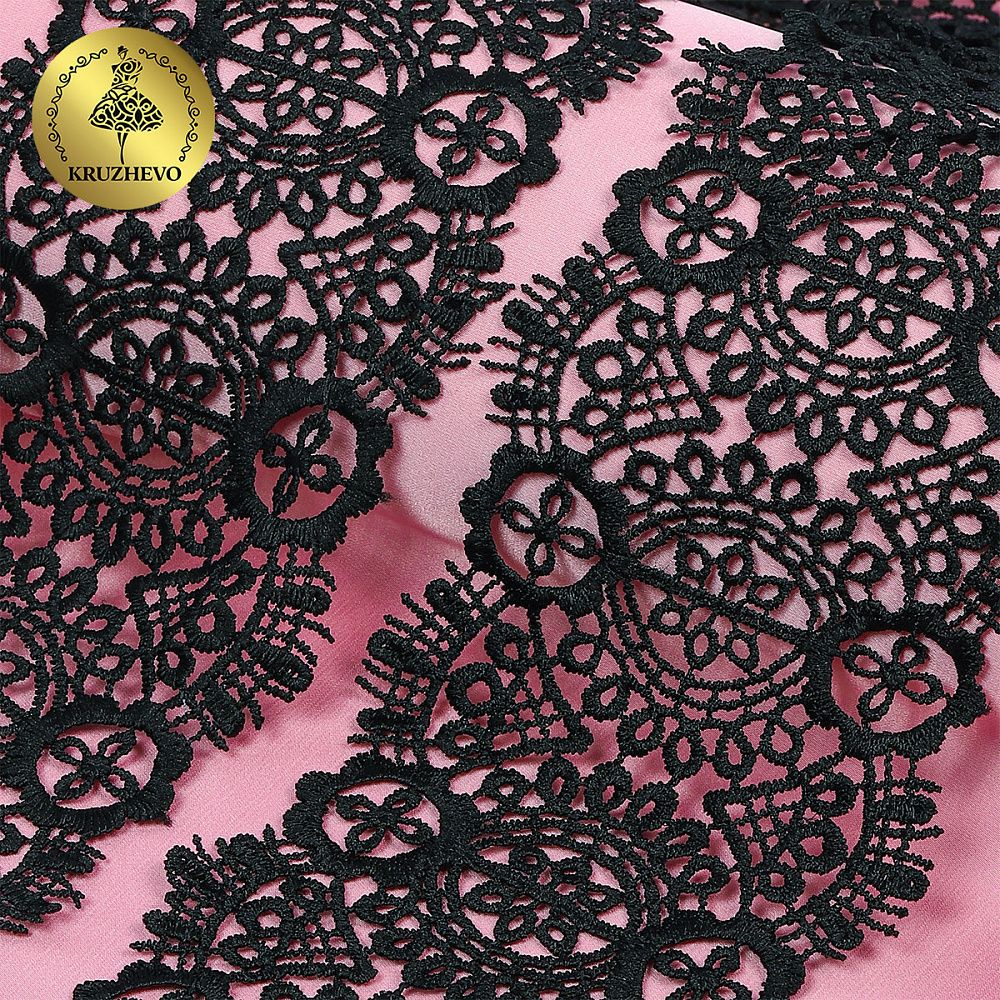 Кружево гипюр (плетёное) 85 мм / 4.5 метра, TBY.SUN.02, цв.черный