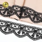 Кружево на сетке матовая нить с бантиками 60 мм, цв.черный, 10 метров, Kruzhevo