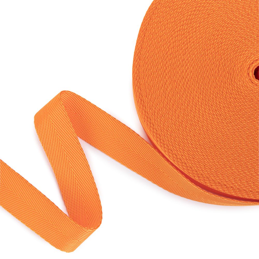 Стропа (ременная лента) 25 мм / 25 метров, толщ. 0.91 мм, [14.4 г/пог.м], 100% п/п, оранжевый, 3074, Gamma 3074