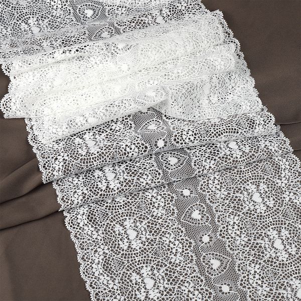 Кружево бельевое эластичное 185 мм / 18 м, 6185, цв.004 белый, Kruzhevo