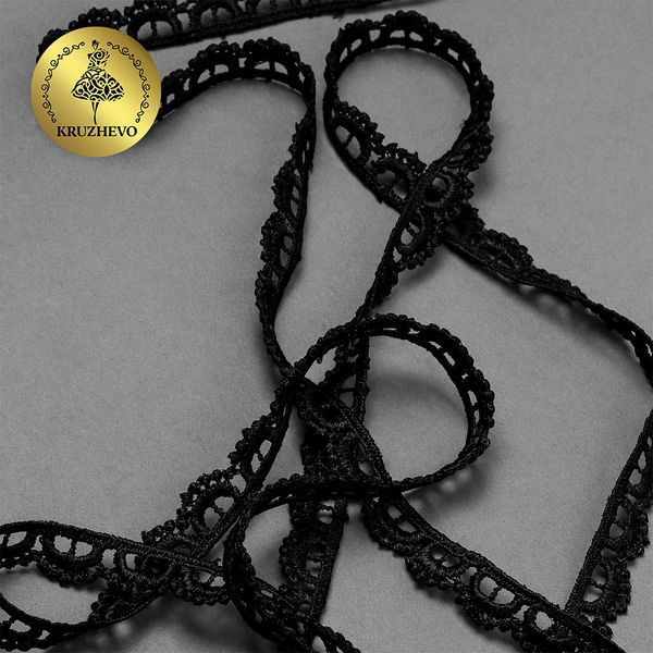 Кружево гипюр (плетёное) 10 мм / 9 метров, TR.8G8008, 03 черный