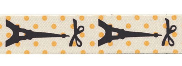 Лента хлопок с рисунком 16.0 мм / 5 шт по 3 метра, D2 021/113 Париж, оранжево-черный, CLP-162 Gamma