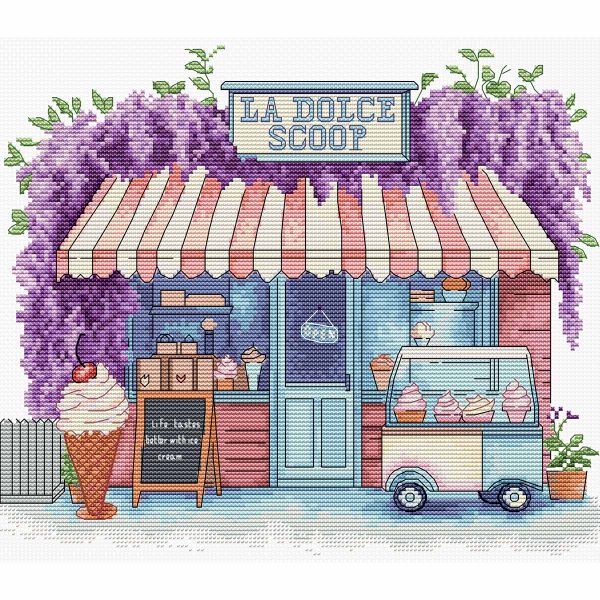 Набор для вышивания нитками Luca-S, Коробочка с мороженым, 24х20см