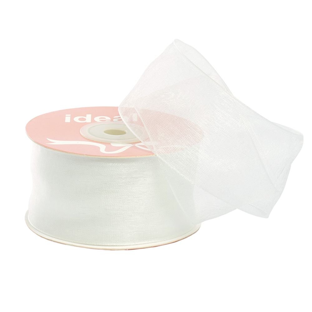 Лента капроновая (органза) 40.0 мм, 1001 белый, уп. 27,4 м