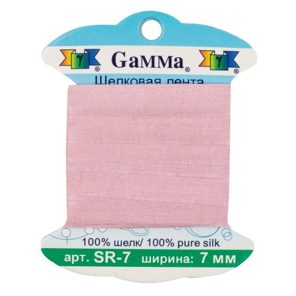 Лента (тесьма) шелковая 7.0 мм / 9.1±0.5 метров, 066 бл. розовый, Gamma SR-7
