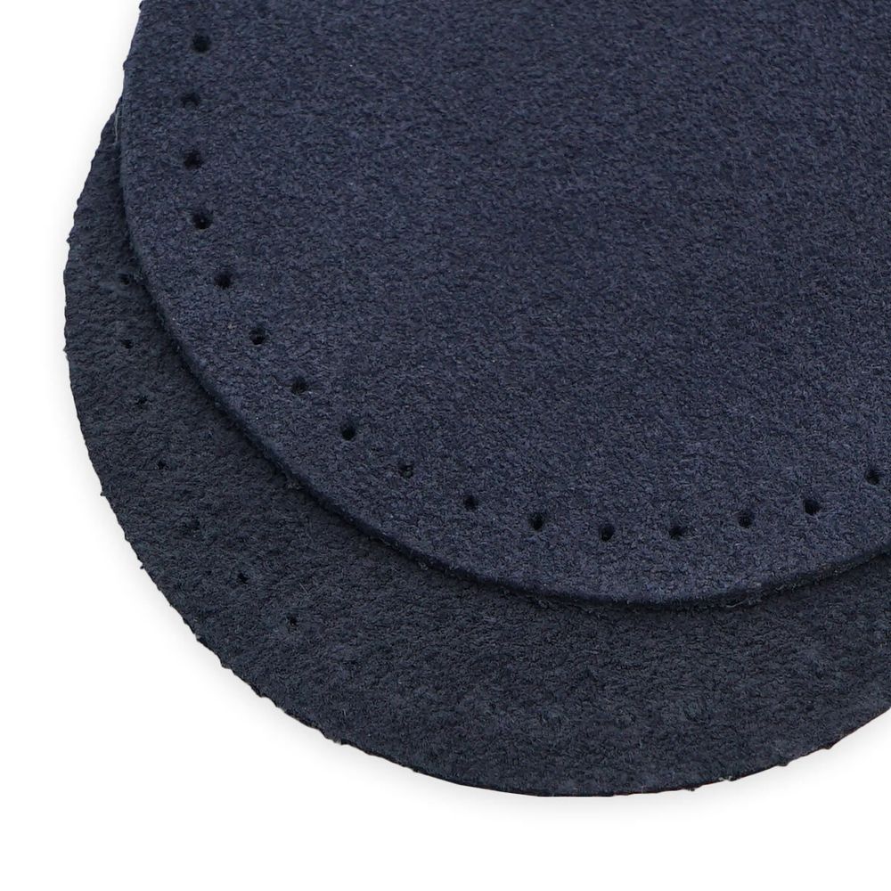 Заплатки пришивные из замши, круг ⌀6см с перфорацией, 2 шт, 100% кожа, 22 темно-синий, 59111