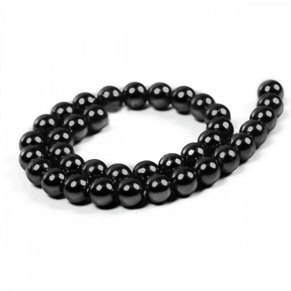 Бусины пластик (перламутр) ⌀4 мм, цв.002 черный, уп.500г (15000 шт), Magic4Hobby