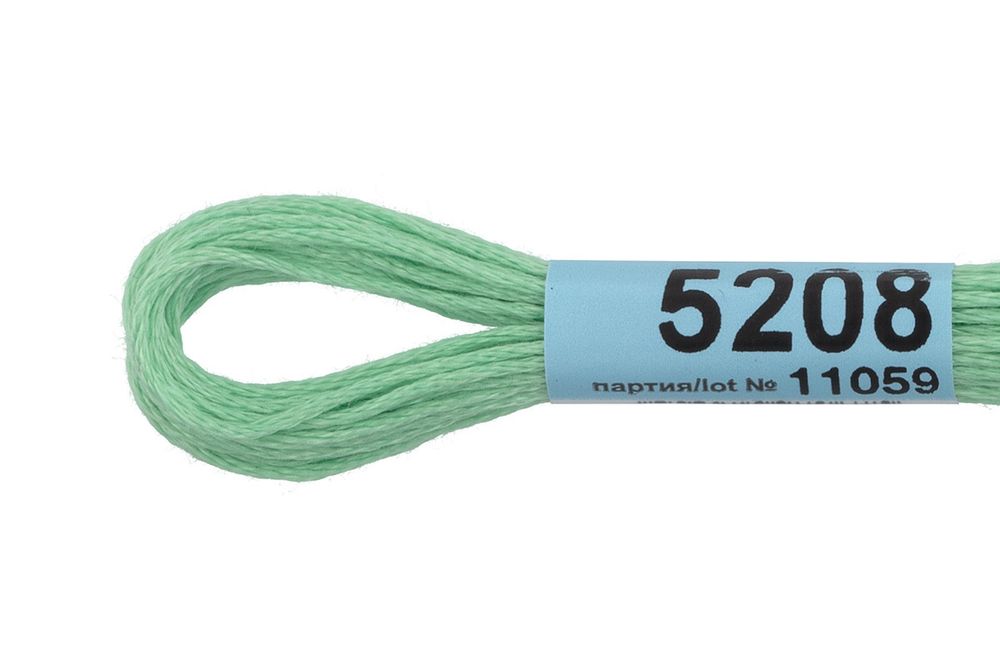 Мулине Gamma 100% хлопок, цв.5208 мятный, 24 мотка по 8 метров