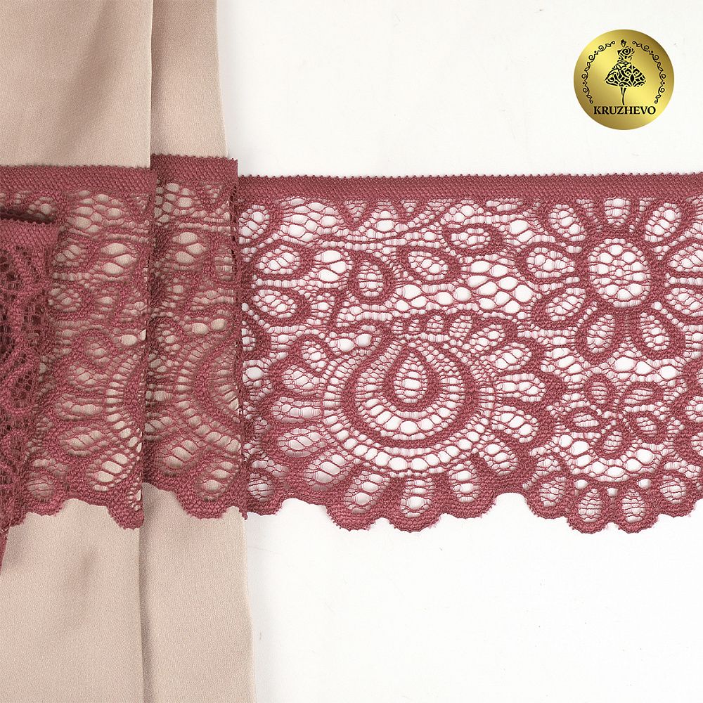 Кружево эластичное (стрейч) 90мм YSTL00839/N, цв.L2925 розовый рубин уп.25м, Kruzhevo