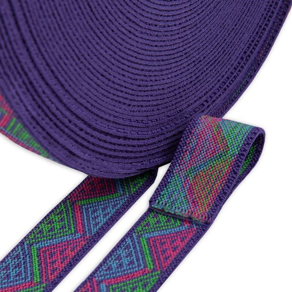 Резинка для подтяжек (помочная) 25.0 мм / 20 метров, жаккардовая, 000145 фиолет./салат./голуб./малин, Gamma 16с3893